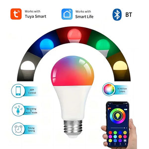 💡 Tuya LED Smart Light Bulbs | RGB + White | 9W Bluetooth Smart Lamp for Home | Remote Control & Group Control | E27